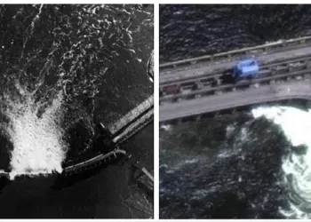 Минирање на барна на Днипро во 1941 и минирана браната Каховка во 2023 година/ Фотомонтажа: Д. Мишев - ЦивилМедиа